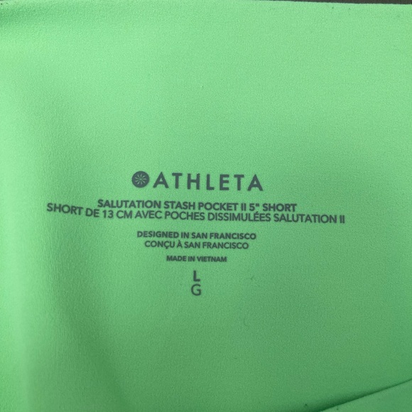 Athleta Lime Green Salutation Stash Pocket ll 5” Short - Picture 4 of 5
